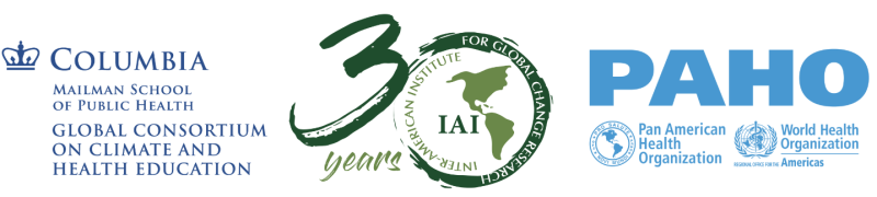 Columbia GCCHE logo, Interamerican institute logo, PAHO logo